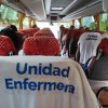 Interior de un autobus con destino Madrid