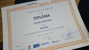 Canal Enfermero recoge el diploma de finalista en los premios SaluDigital 2018